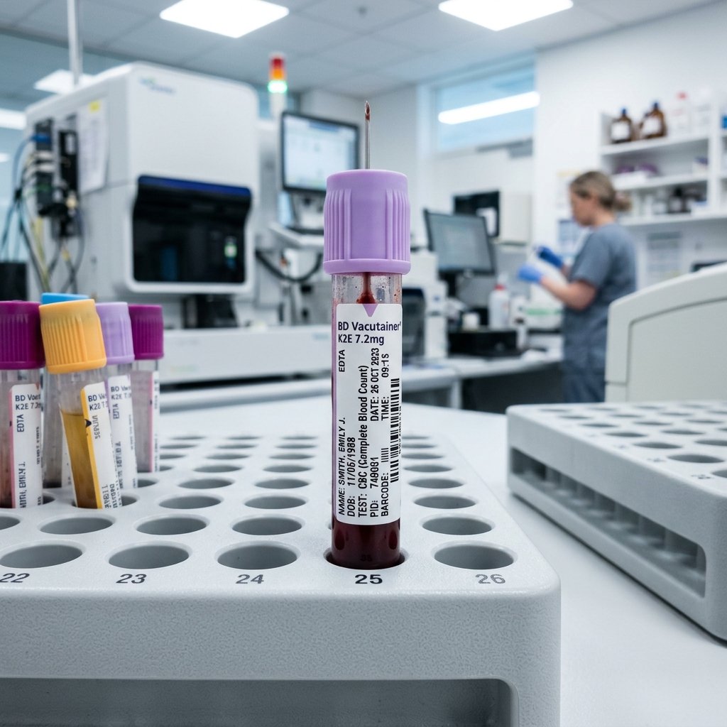 Complete Blood Count CBC test tube in Washim laboratory