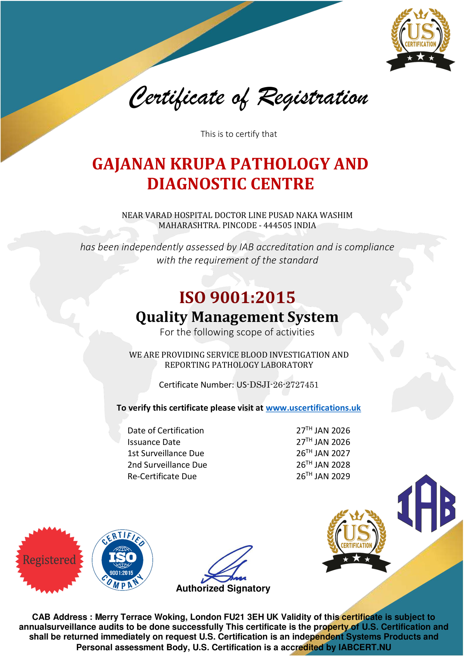 ISO 9001:2015 Certificate Thumbnail
