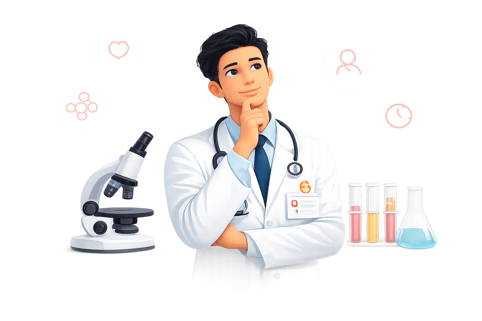 Indian male laboratory technician thinking